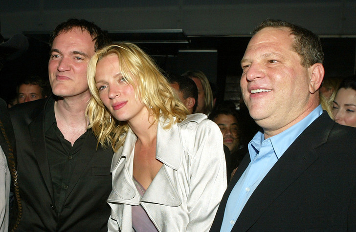 Квентин Тарантино, Ума Турман и Харви Вайнштейн фото