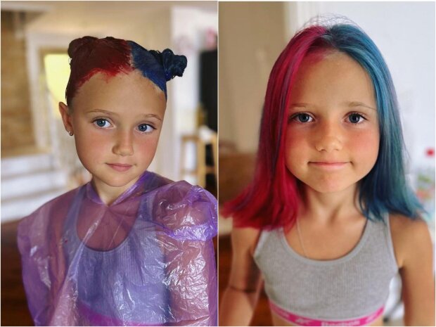 Розовые волосы у детей. Прически с цветными волосами для детей. Покраска волос для детей. Розовый цвет волос у детей.