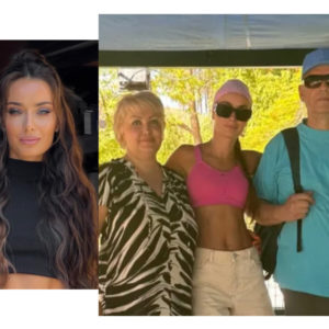 Ксения Мишина в розовом платке показалась в объятиях родителей (фото)